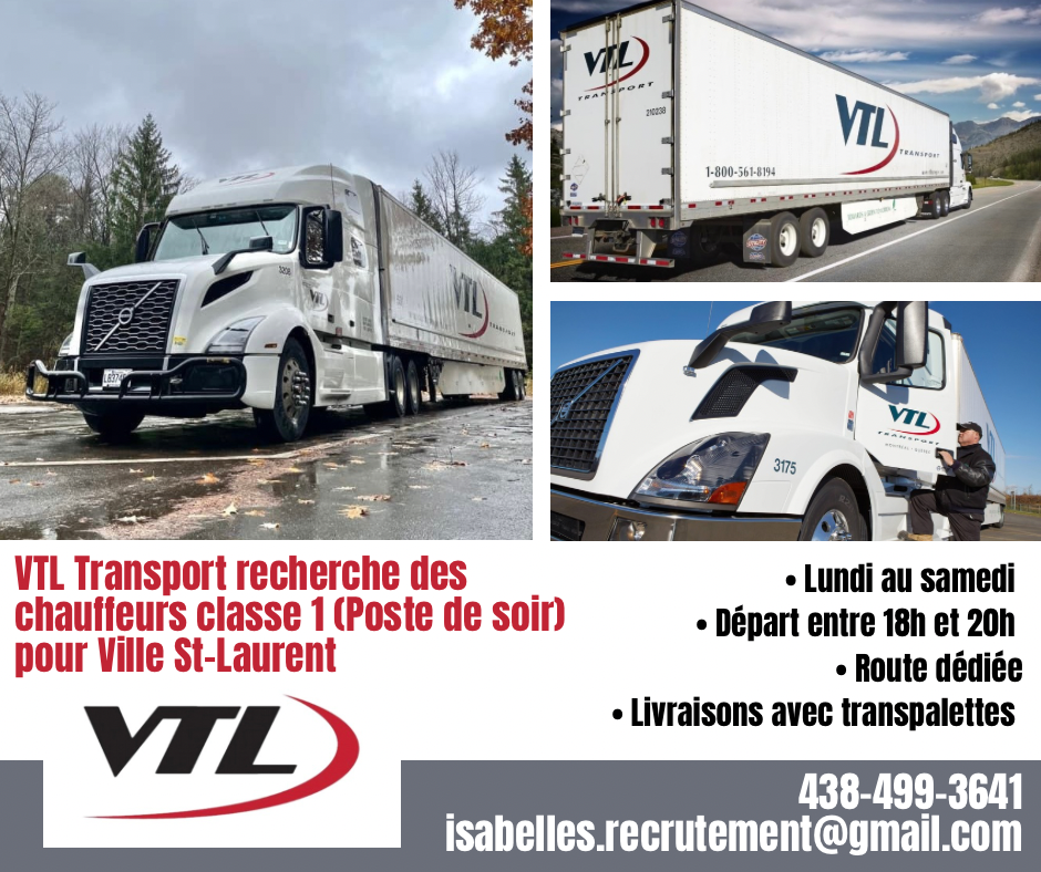 VTL Transport recherche des chauffeurs classe 1